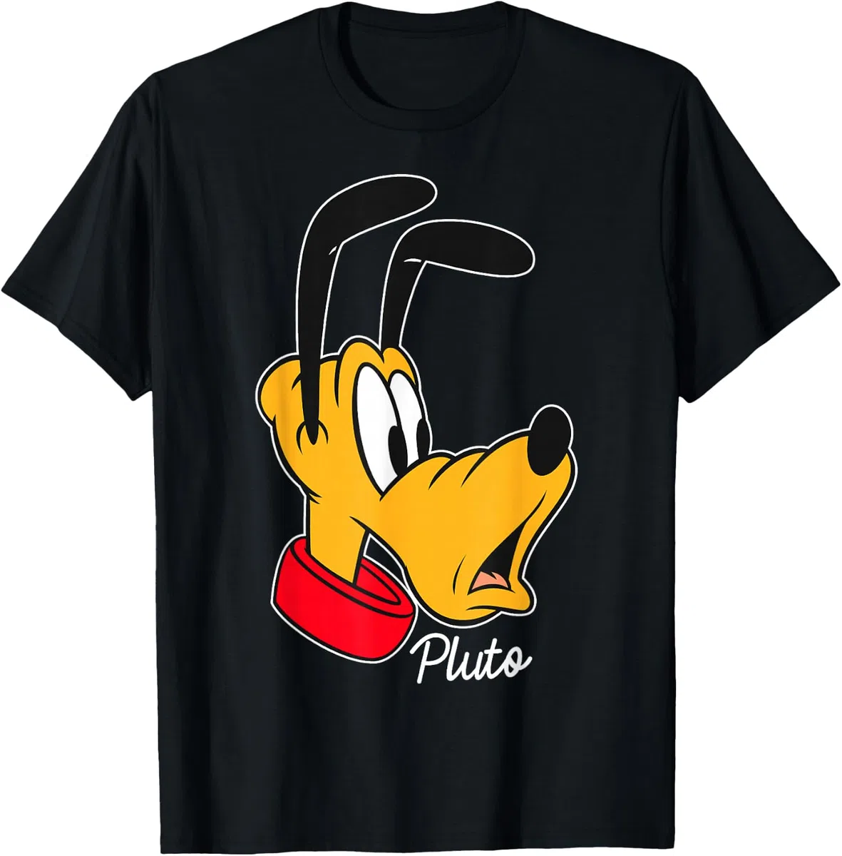 Disney Mickey And Friends Pluto Big Face Signature Maglietta