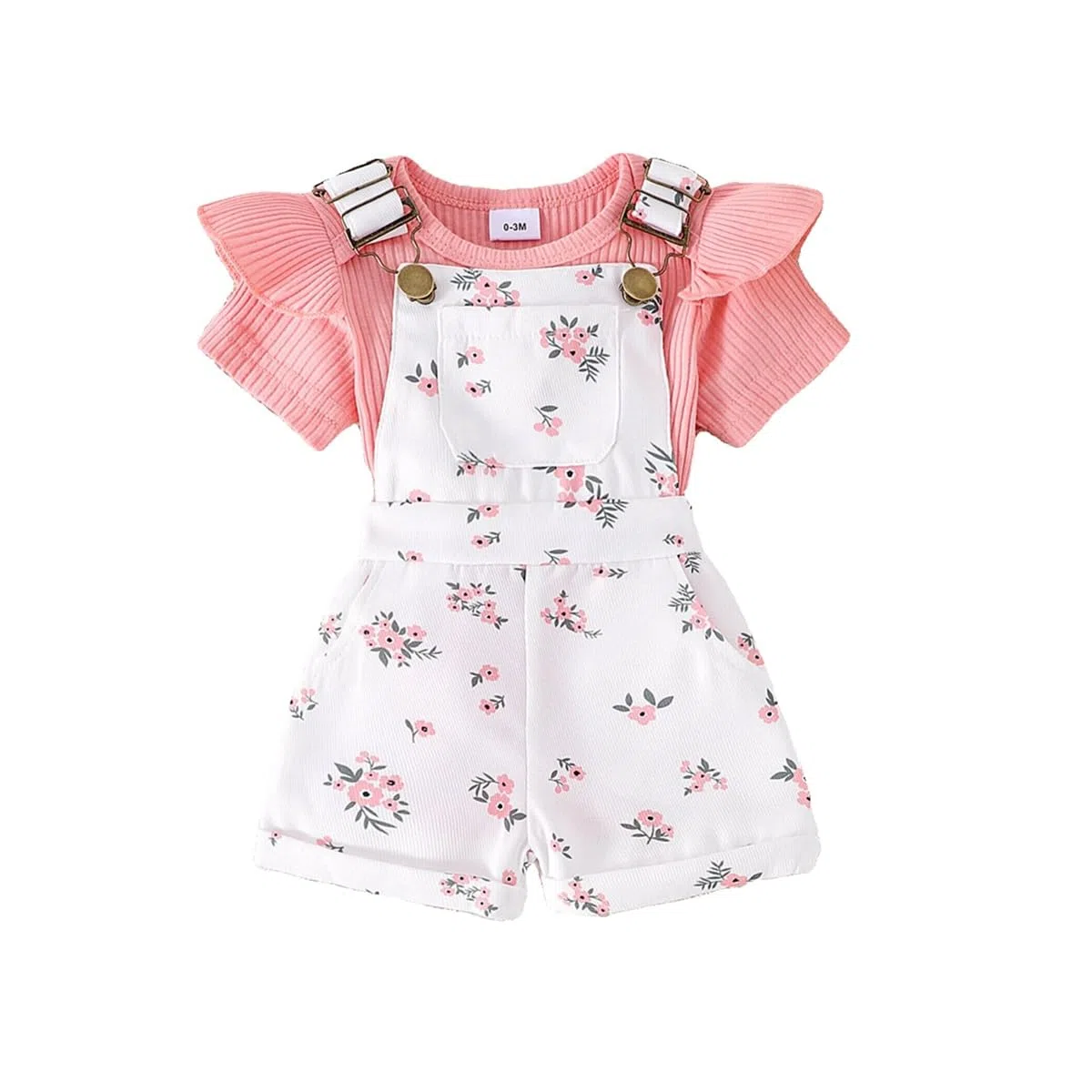 Neonata bambina Daisy Stampa Vestiti Tops Balzati con Tasca Bretelle Pantaloni Pantaloncini Abbigliamento Estivo