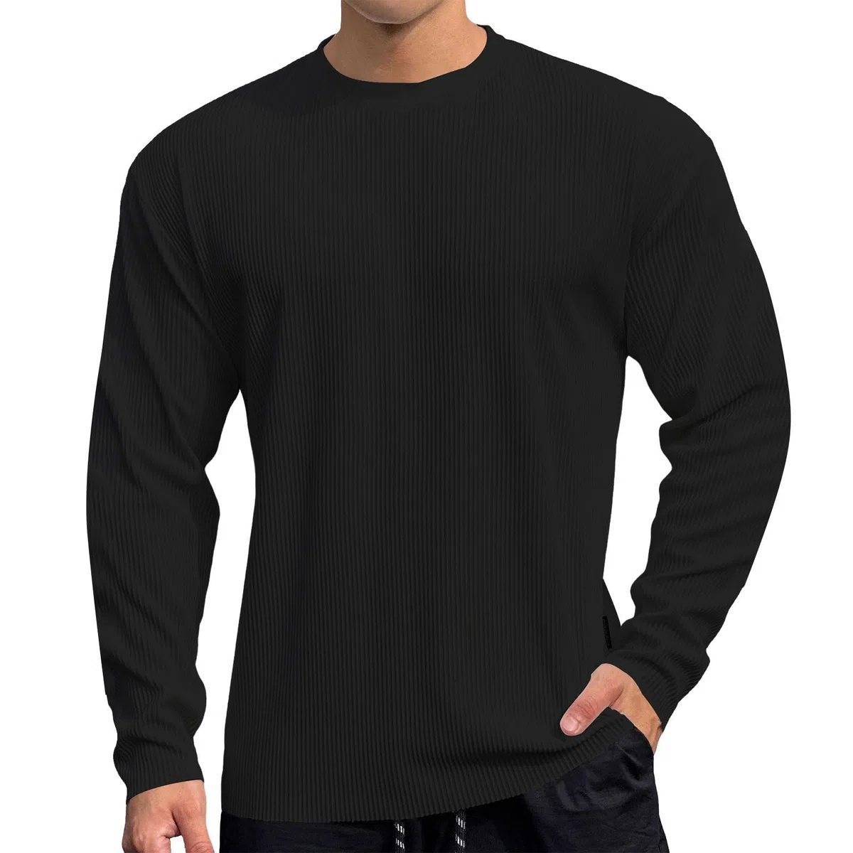 Generico Maglietta Uomo Manica Lunga Estive Firmate Leggero Tshirt Casual Comode Girocollo Oversize Basic Tee Slim Fit Cotone Traspirante Top Bianca Palestra Morbide Divertenti Maglietta Sportiva