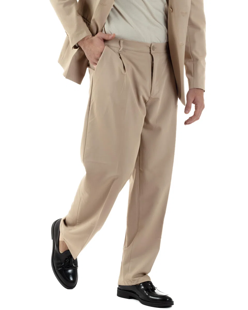 Abito Uomo Doppiopetto Viscosa Relaxed Fit Completo Giacca Rever A Lancia Pantaloni Pinces Fondo Largo Baggy Casual Vari Colori