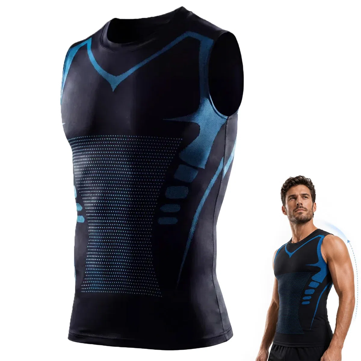 Massefit Canotta Compressiva Modellante da Uomo, Maglia Intima Aderente Slim Fit, Canotta sotto Camicia Traspirante e Confortevole per Uso Quotidiano
