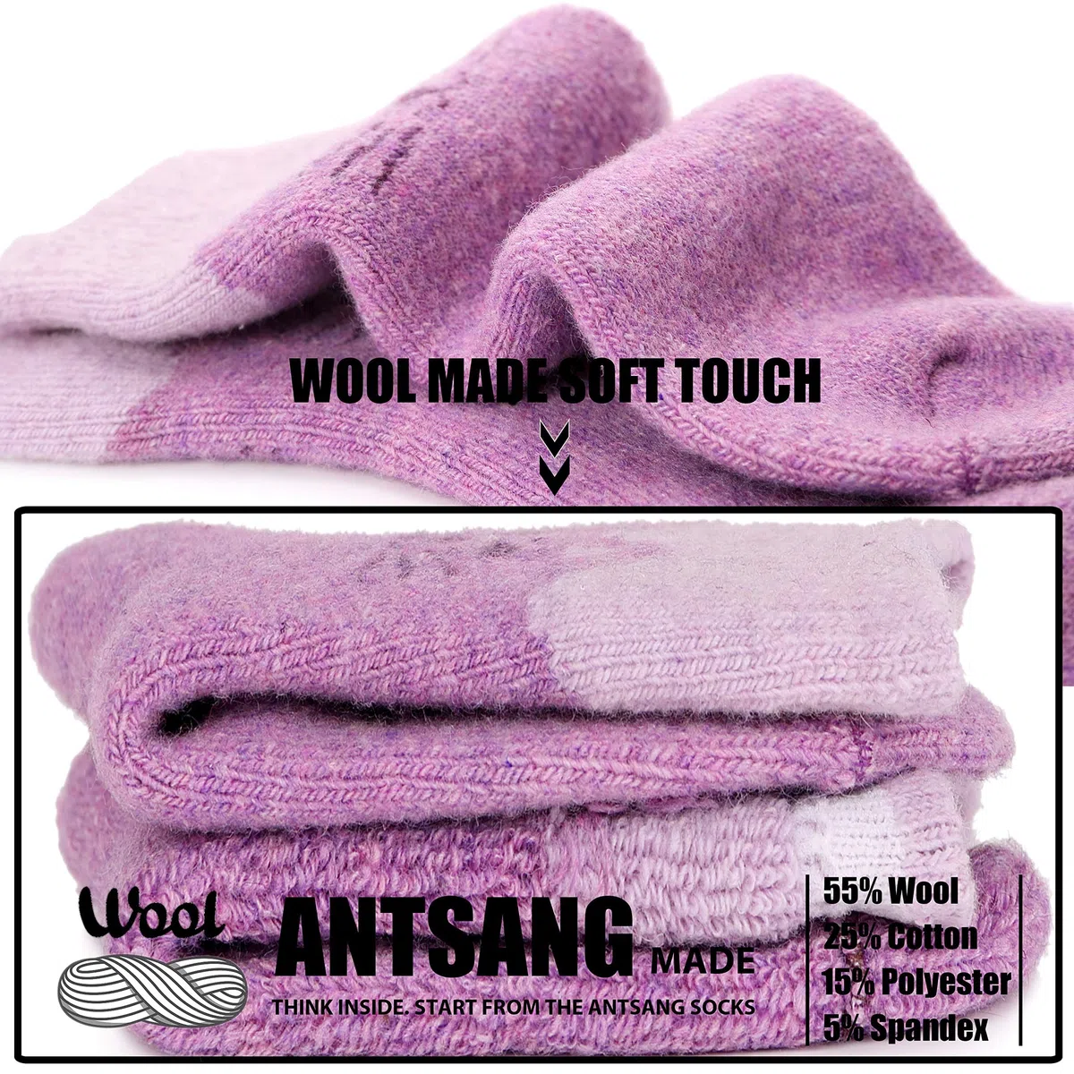 ANTSANG Calze da Trekking in Lana Merino per Bambini Neonati Ragazzi Ragazze Calde Spesse Termiche Crew da Stivale Pesanti Confortevoli Regalo 6 Paia