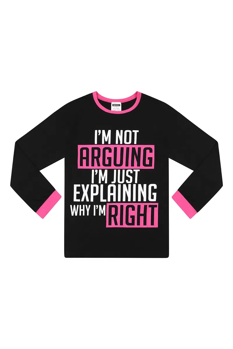 thepyjamafactory I'm Not Arguing I'm Just Explaining Why I'm Right Rosa Ragazze Lungo Cotone Pigiama Pjs per Bambini