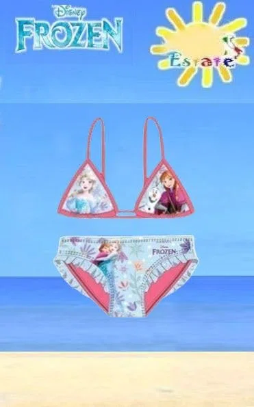 Costume Frozen Elsa e Anna da Bagno Mare e Piscina per Bambina a Due Pezzi (Top + Mutandina)
