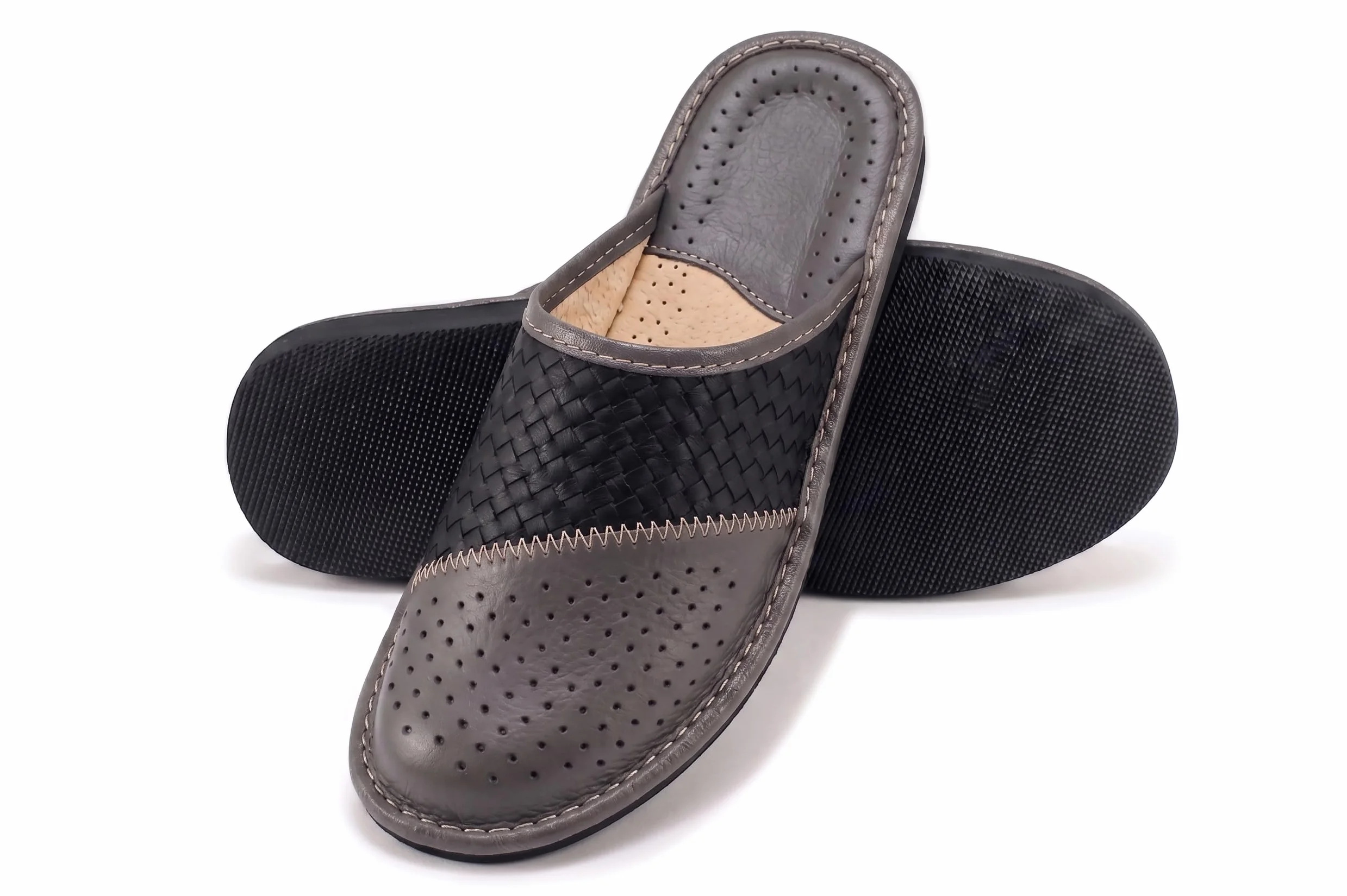 ESTRO Pantofole Ciabatte Uomo Casa Pantofola Ciabatta Vera Pelle M55