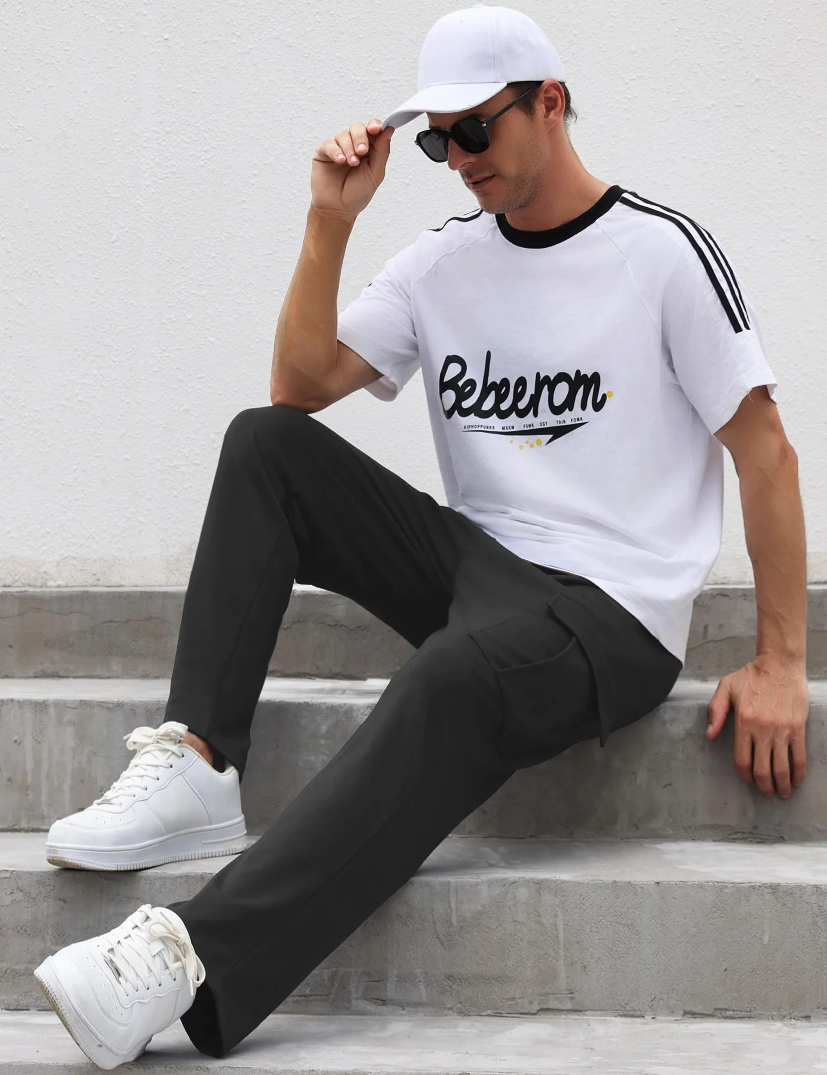Pantaloni Tuta Uomo Larghi Pantaloni Sportivi con 4 Tasche Pantaloni Jogging in Cotone Pantalone Gamba Dritta Comodi Pantaloni Leggeri per Running Fitness S-3XL