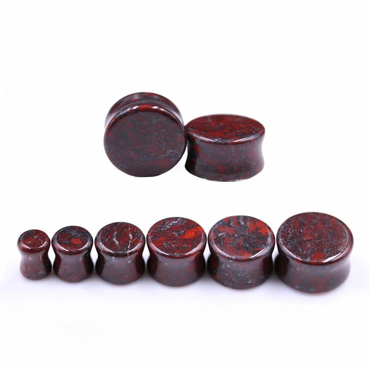 2 pezzi 6 mm (2G) doppia pietra svasata dilatatori dilatatori piercing gioielli pietra rossa per uomini e donne