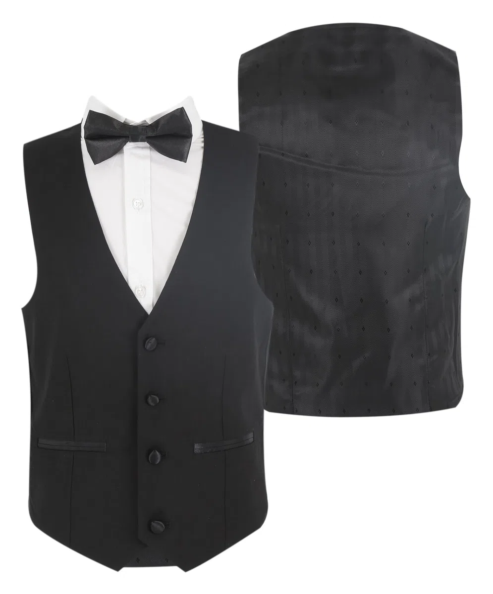 SIRRI Vestito Nero da Smoking per Ragazzi, Pagina Ragazzo, Vestito da Ballo Completo da Matrimonio in 5 Pezzi Taille 7 Anni