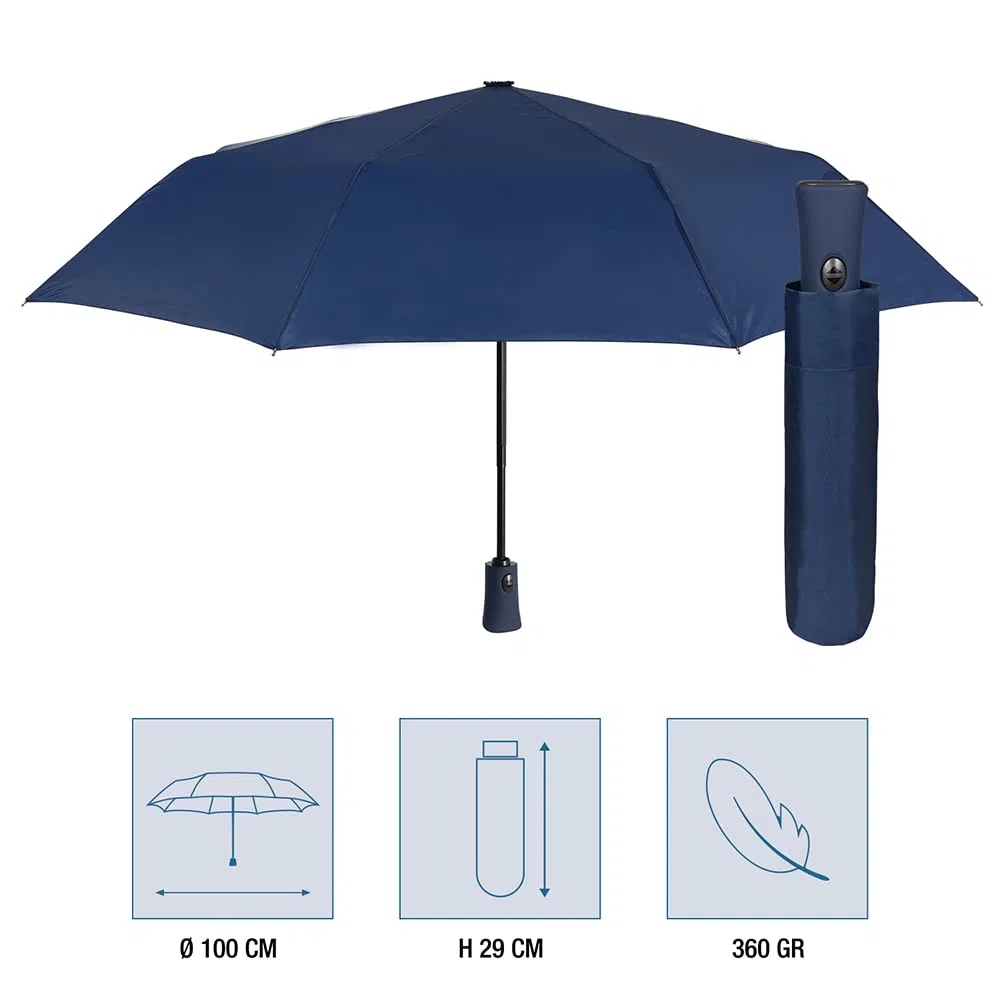 PERLETTI Ombrello Portatile Donna Uomo da Borsa - Ombrello Pieghevole da Pioggia Antivento - Ombrello Mini Ombrello Piccolo con Apertura e Chiusura Automatica Resistente da Viaggio - Diametro 100 cm