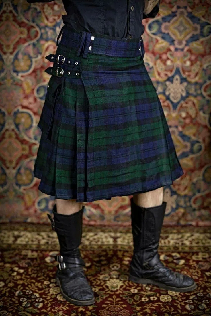 Kilt in Tartan per Uomo Kilt in Tartan con Cinghie e Ampie Tasche Cargo