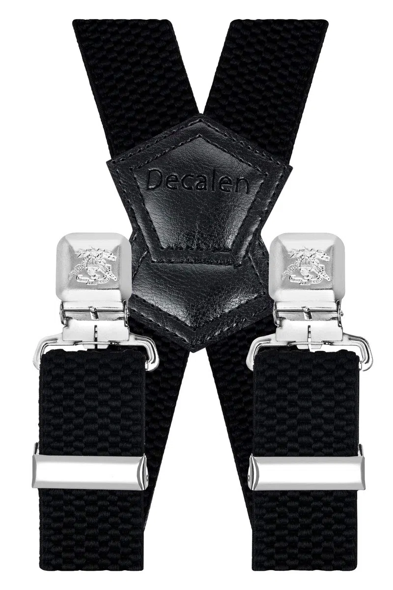 Decalen Bretelle da uomo larghe 4 cm con 4 clip in metallo molto resistenti, taglia unica per uomini e donne, regolabili ed elastiche X Style