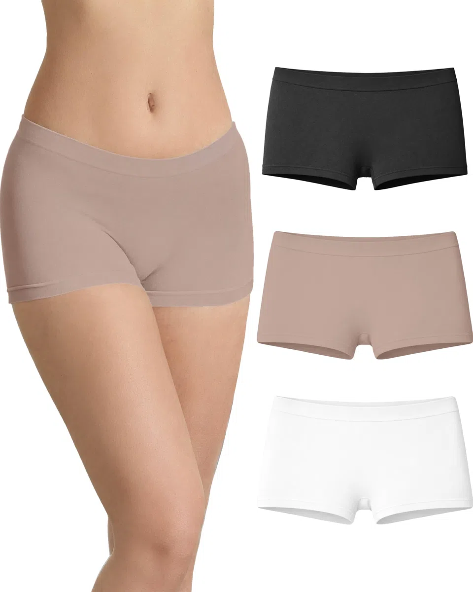 Risalti Culotte Donna Vita Bassa Microfibra 3 pz - Mutande Boxer Donna Elasticizzate, Culotte Microfibra Senza Cuciture ed Etichette, Intimo Traspirante più Morbido del Cotone – Made in Italy