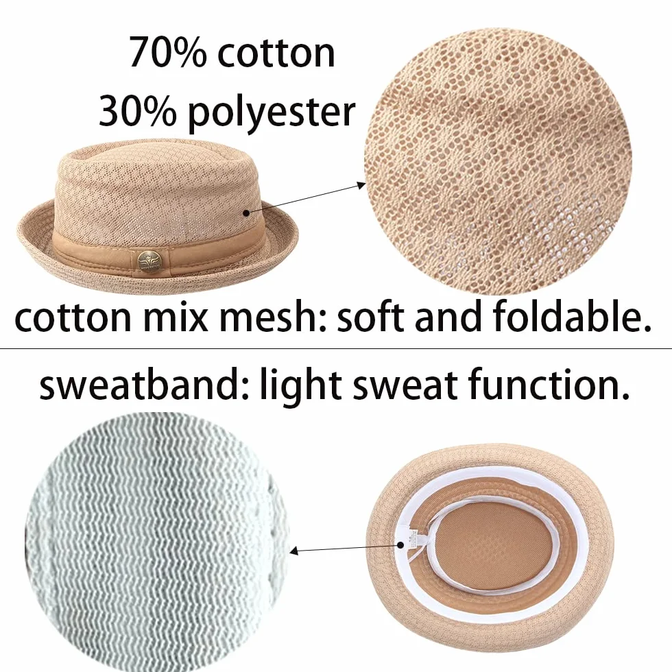 ZffXH Cappello Pork Pie Uomo Estivo, Pezzi Cappello Estivo A Rete Per Torta Di Maiale Fresco Raffreddamento Spiaggia Party Cap Boater Porkpie Breaking Bad Hat Costume Straw UK