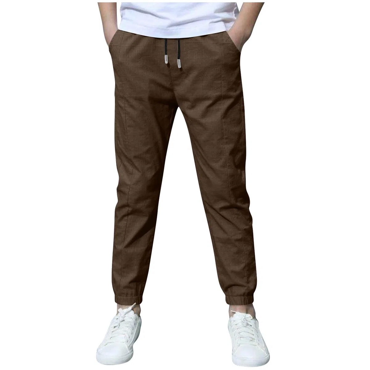 WWricotta Pantaloni da Jogging Casual in Lino con Coulisse per Ragazzi, da Indossare Tutti i Giorni, Comodi e Larghi, con Elastico in Vita, per Outfit Primaverili ed Estivi./A