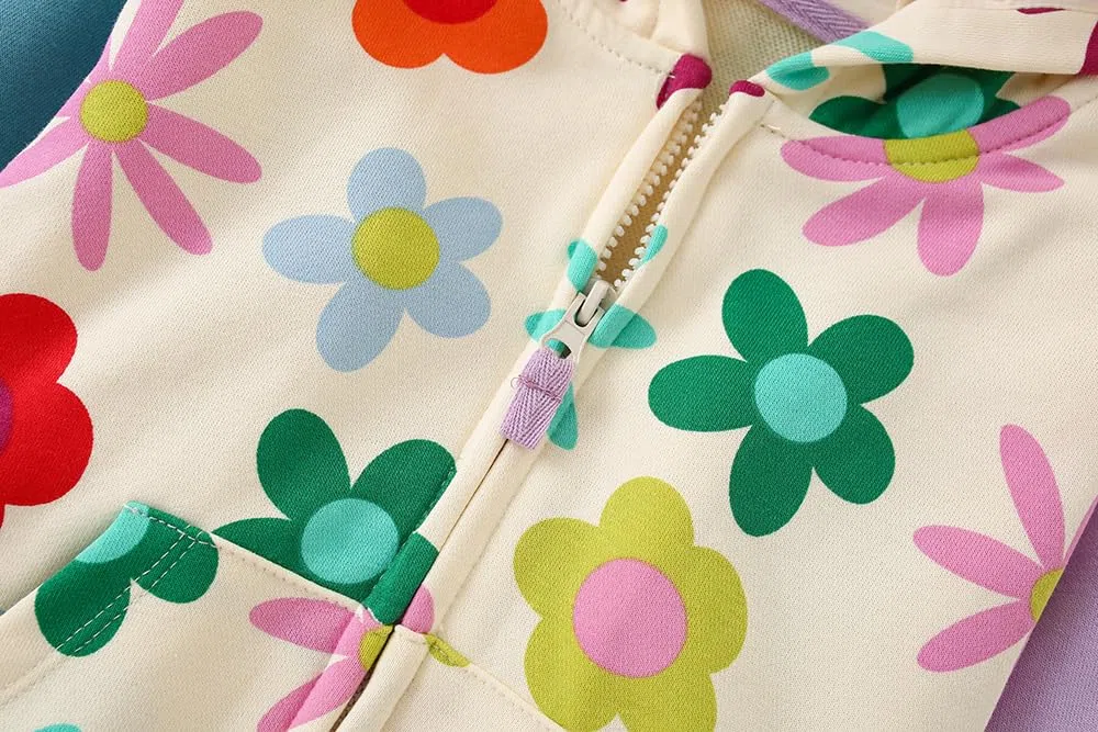 LitBud Felpa con cappuccio da ragazza, con zip, con cappuccio, a maniche lunghe, per bambini, autunno, 1-8 anni