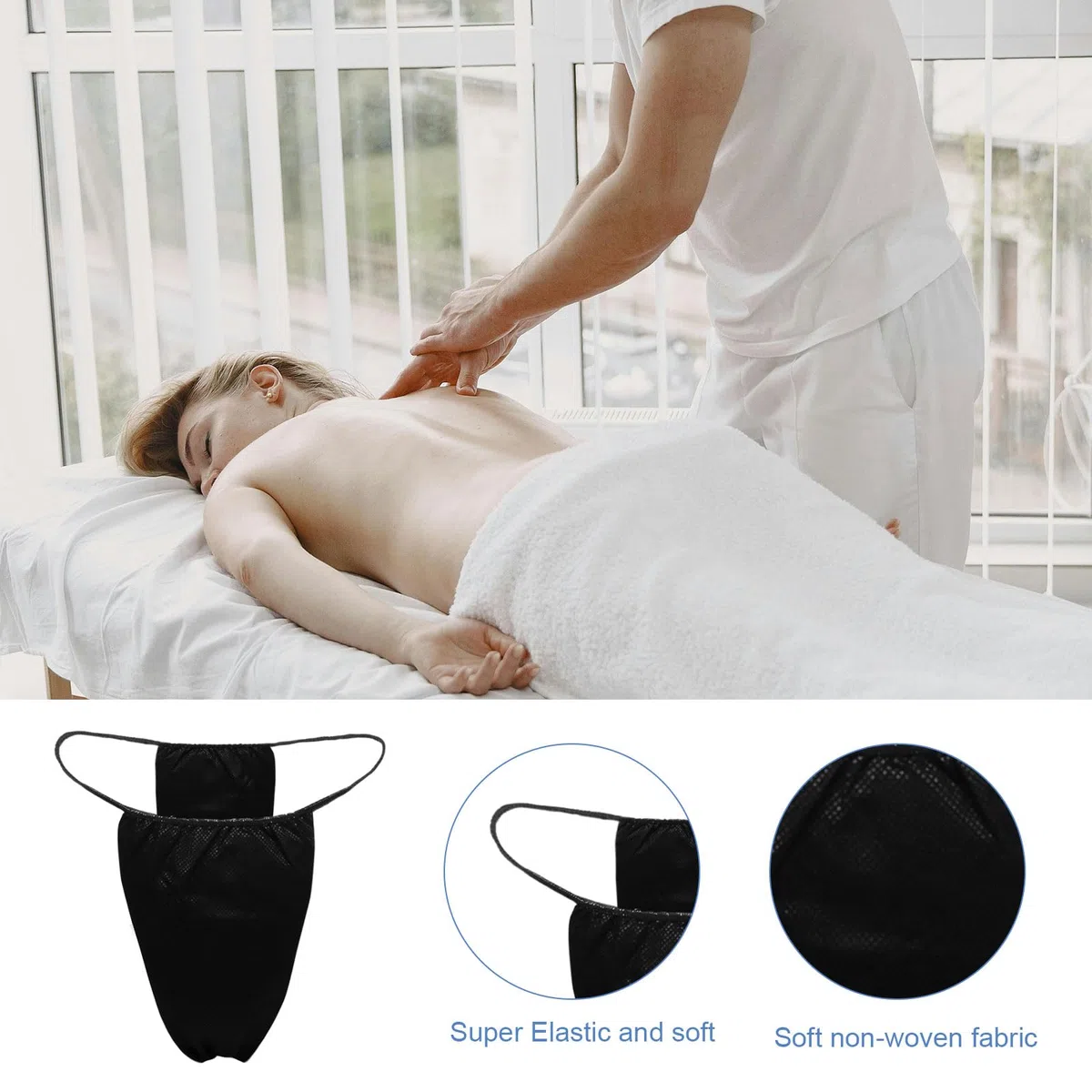 FUIPVGI 50 Pezzi Tanga Donna Monouso, Tanga e Getta, Tanga Monouso Estetica Slip, Mutande USA e Getta, per Massaggi