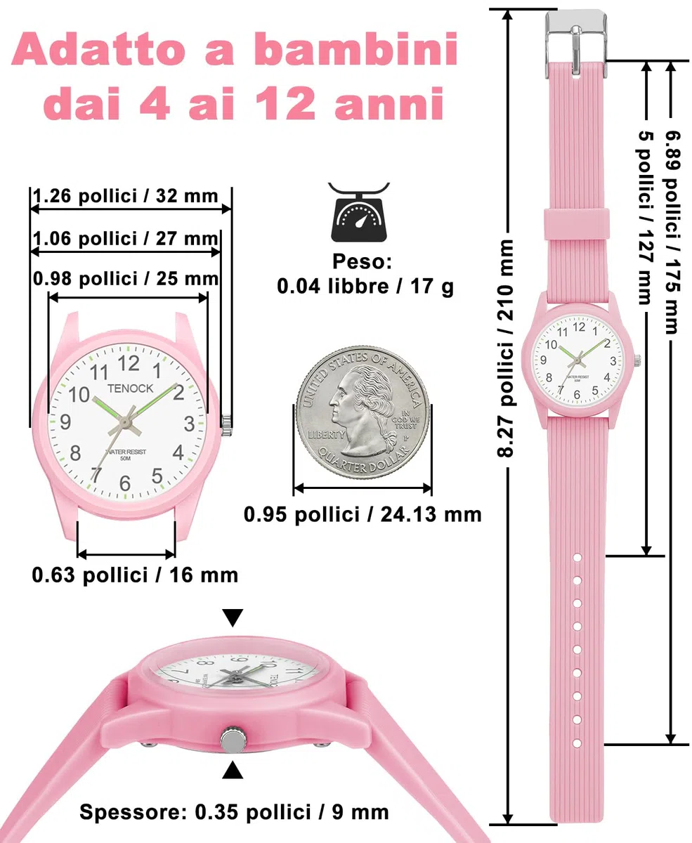 OROLOGI PER BAMBINI PER RAGAZZI RAGAZZE L'APPRENDIMENTO DEL TEMPO 50M IMPERMEABILE OROLOGIO PER BAMBINI FACILE DA LEGGERE PER ETÀ 4-12 BAMBINI GRANDI REGALI DI COMPLEANNO