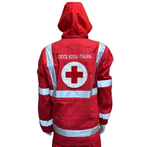 Generico Completo Operativo Croce Rossa Italiana - Divisa Tecnica Regular Fit: Sahariana Multitasche e Pantalone Professionale con Bande Riflettenti