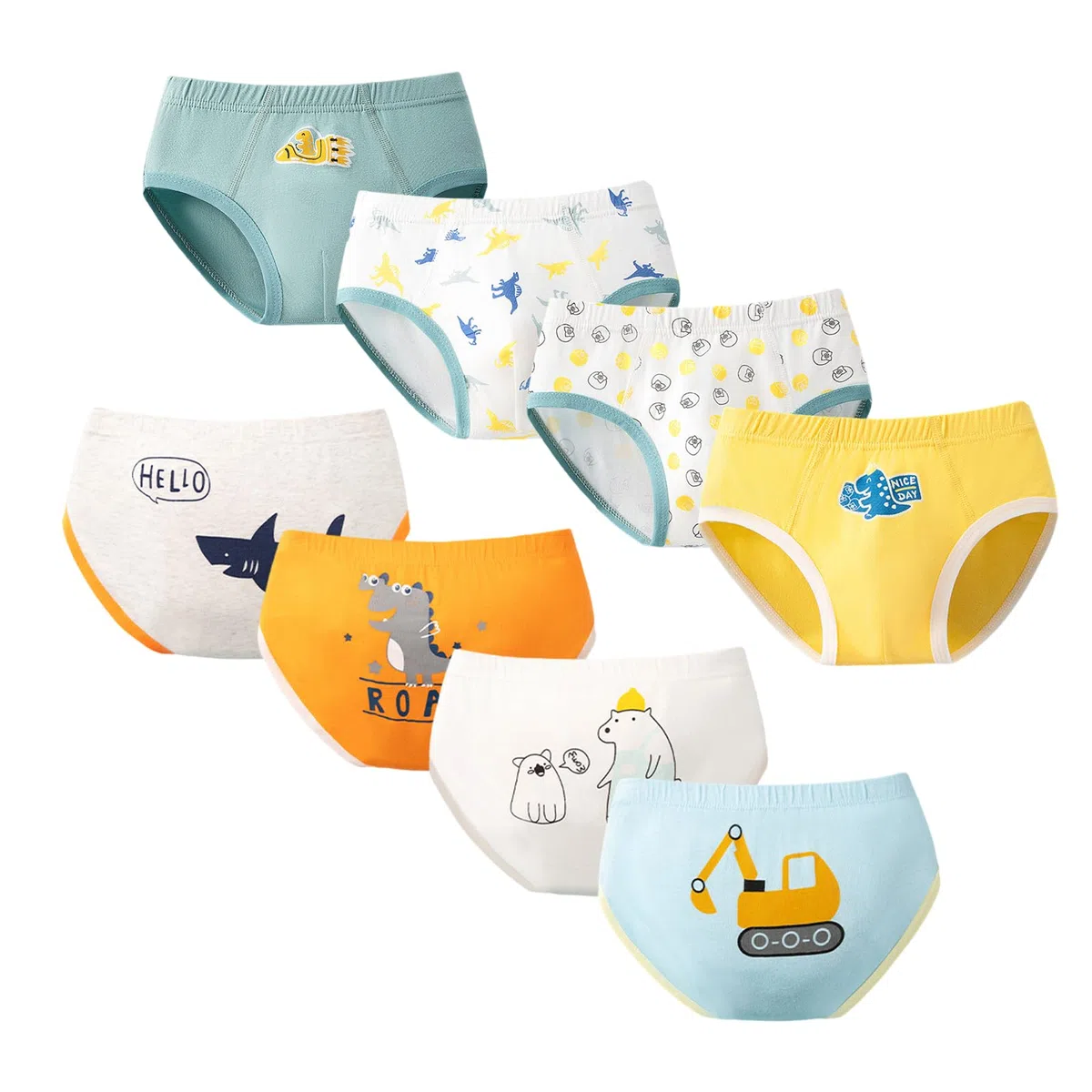 Slip Bambino Ragazzi Cotone Dinosauro Stampato Slip Ragazzi Intimo 3-13 Anni Confezione da 8