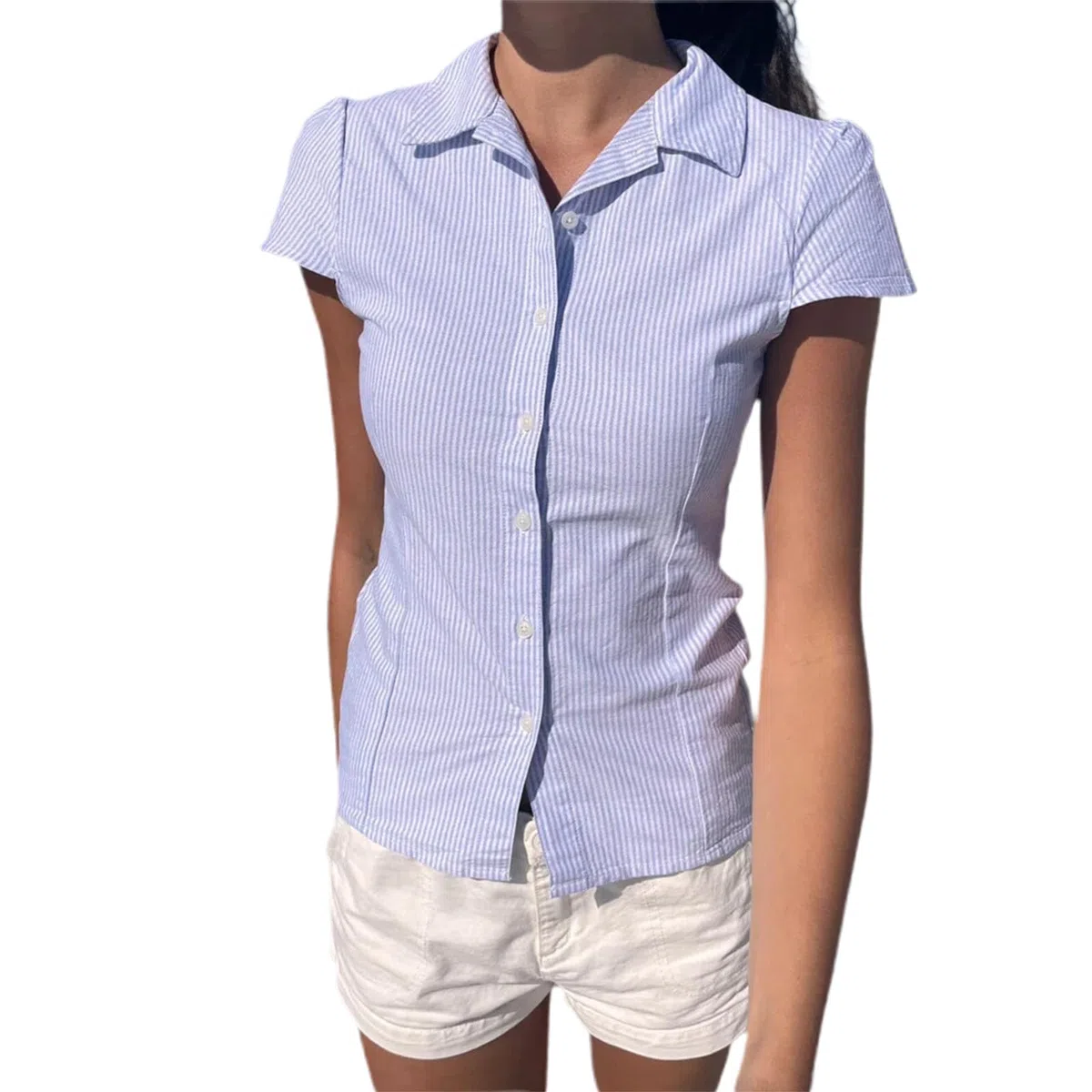 Camicia da donna Y2k a maniche corte con bottoni a quadri coquette top estivi retrò a quadretti camicetta slim fit crop top