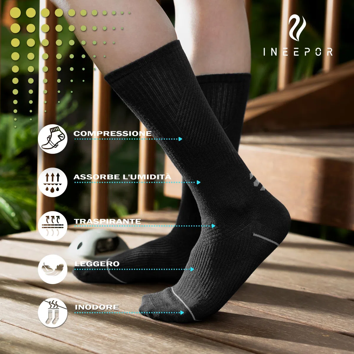 ineepor 6 Paia Calze Uomo in Bambù, Calze Compressione – Leggere, Senza Couture, Traspiranti, Anti-Odore – Calze Uomo Corti, Randonnata, Bicicletta, Sportive