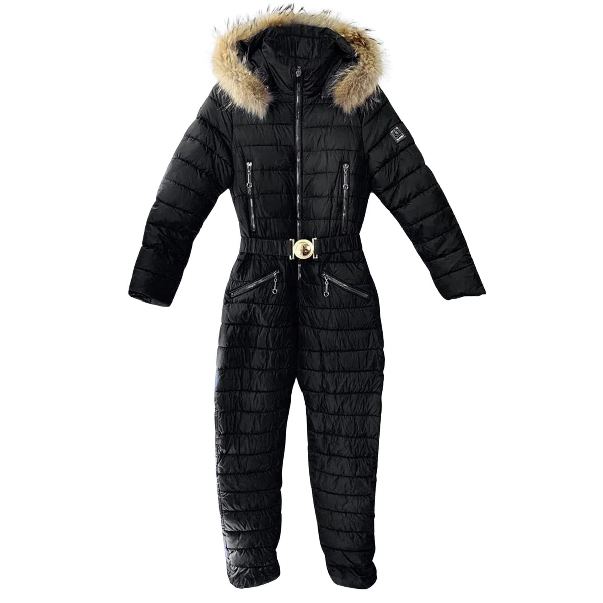Generisch Tuta da sci da donna, tinta unita, invernale, calda, neve, sci, tuta lunga con cappuccio, pantaloni da sci, outdoor, snowboard, jumpsui, impermeabile, impermeabile