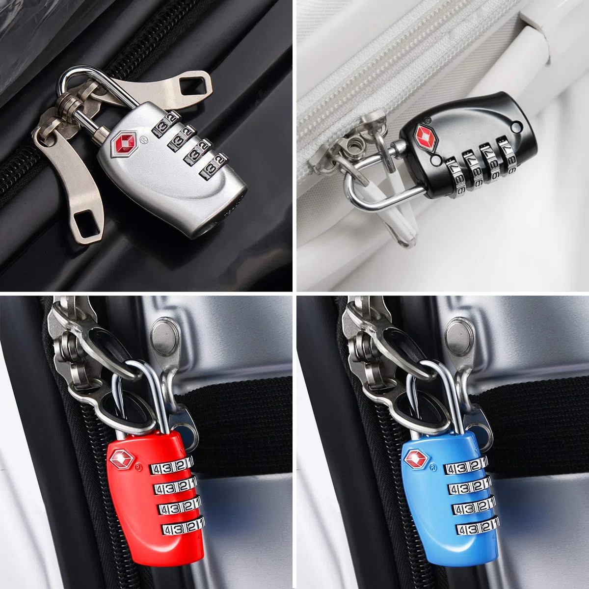 TRIXES 4 x Lucchetto di Combinazione per Valigie e Bagagli di Viaggio Dalla TSA