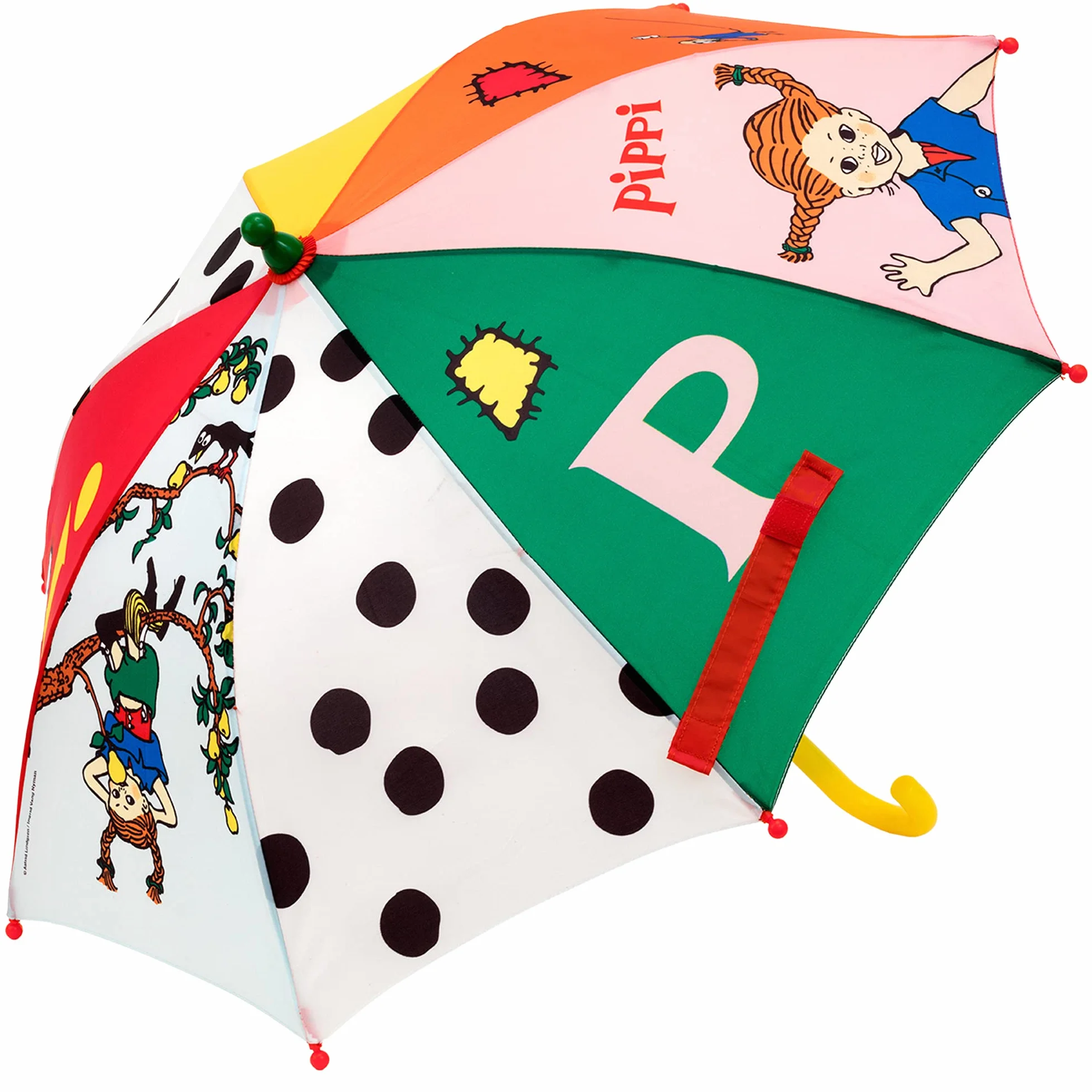 PIPPI LONGSTOCKING Ombrello per bambini - Ombrello a cupola - Ombrelli colorati - Pioggia o sole - Giocattoli per ragazze e ragazzi - Età 3+