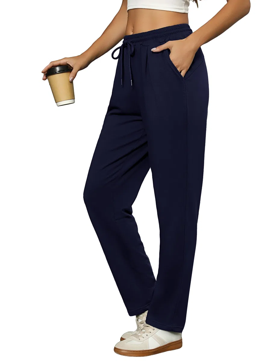 Litherday Pantaloni Sportivi Donna Cotone Leggeri e Traspiranti Jogger Vita Alta con Tasche e Coulisse per Casa Yoga Jogging Fitness S-XXL