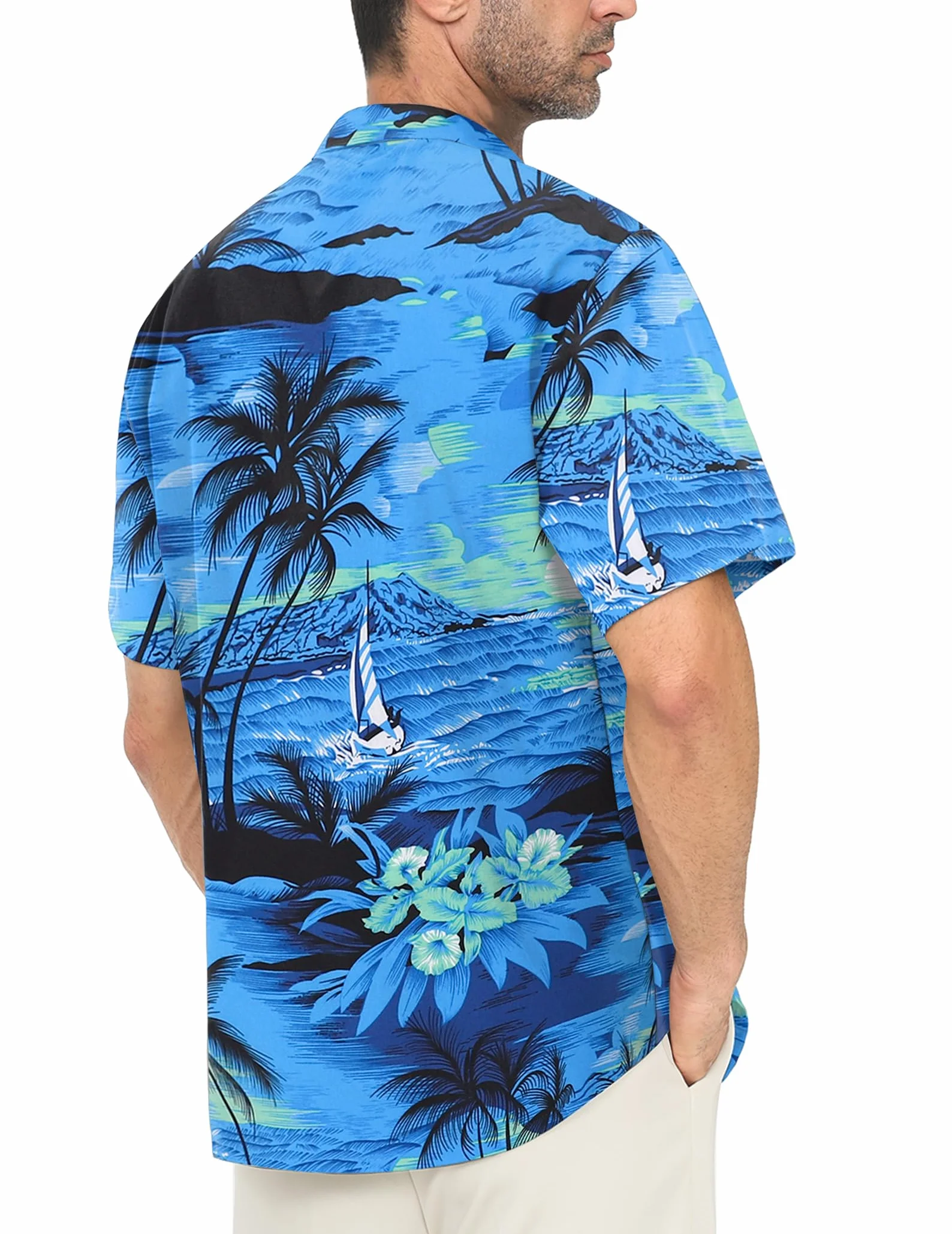Camicia Hawaiana da Uomo – Camicia Hawaiana da Uomo con Bottoni, Camicie Floreali Stampate Casual a Maniche Corte