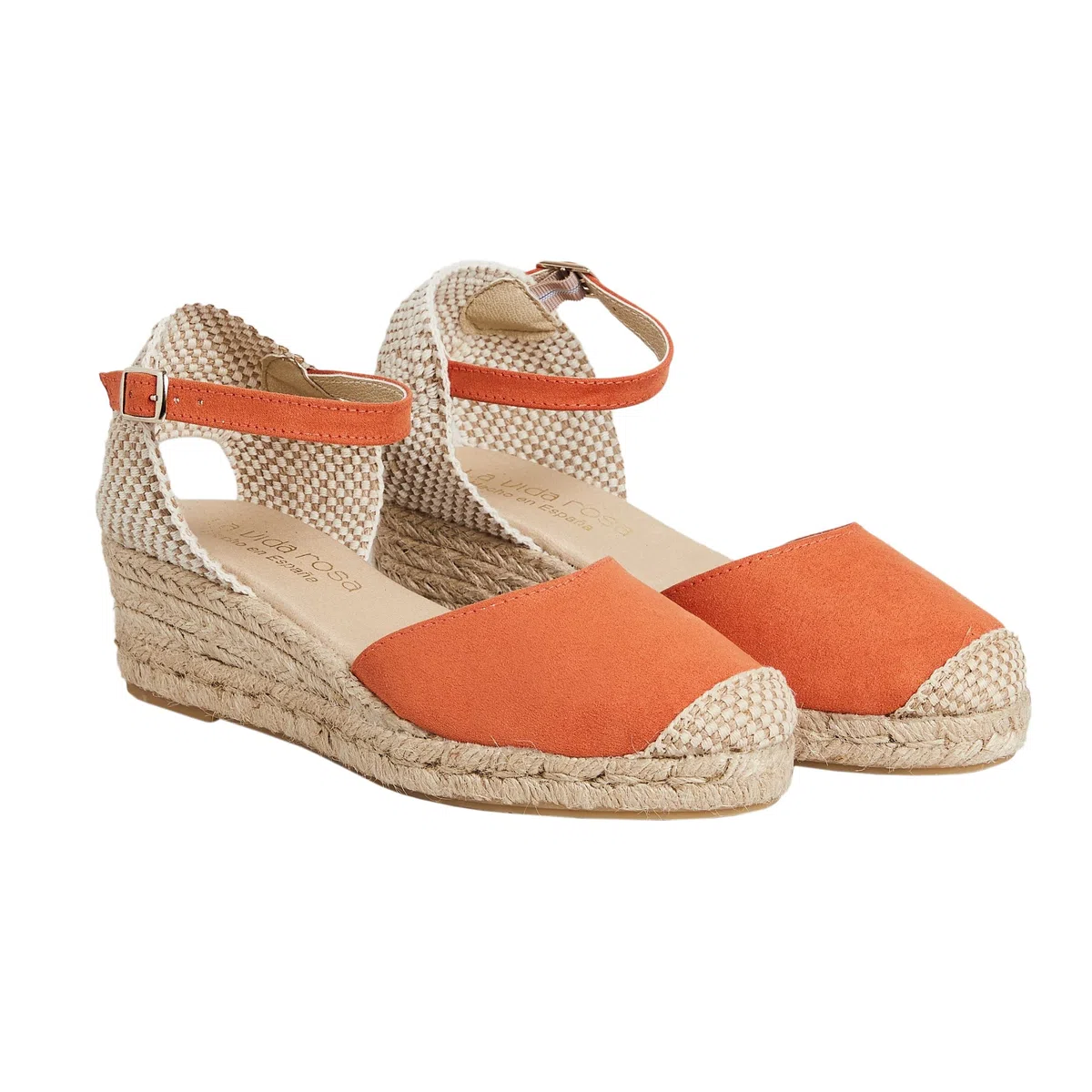 Espadrillas Donna Zeppa 5 cm in Camoscio - Sandali Chiusi Made in Spain con Cinturino - Scarpe Estive Comode in Juta e Suola in Gomma Antiscivolo