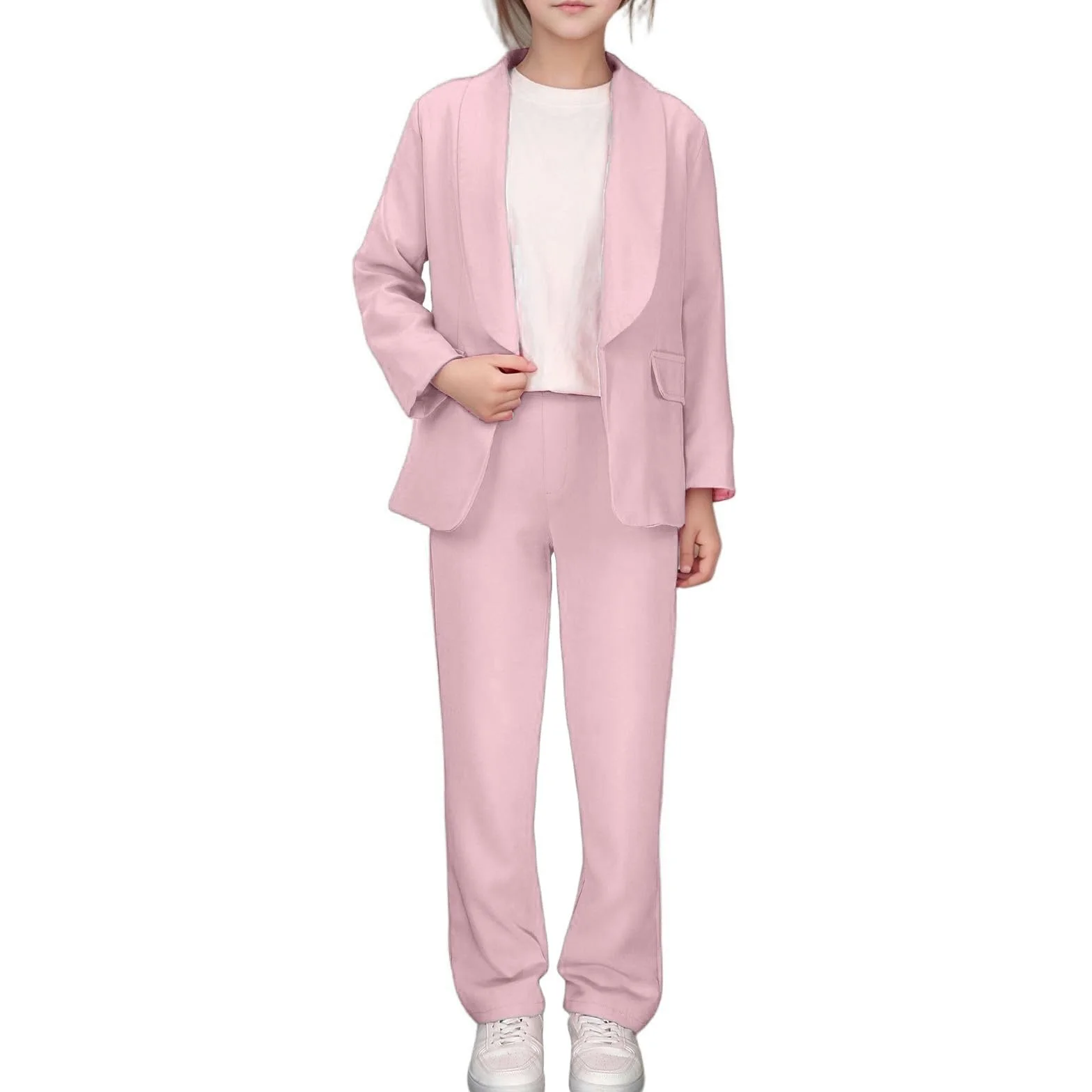Generisch Elegante costume da bambina in due pezzi, giacca e pantaloni, abbigliamento formale per adolescenti