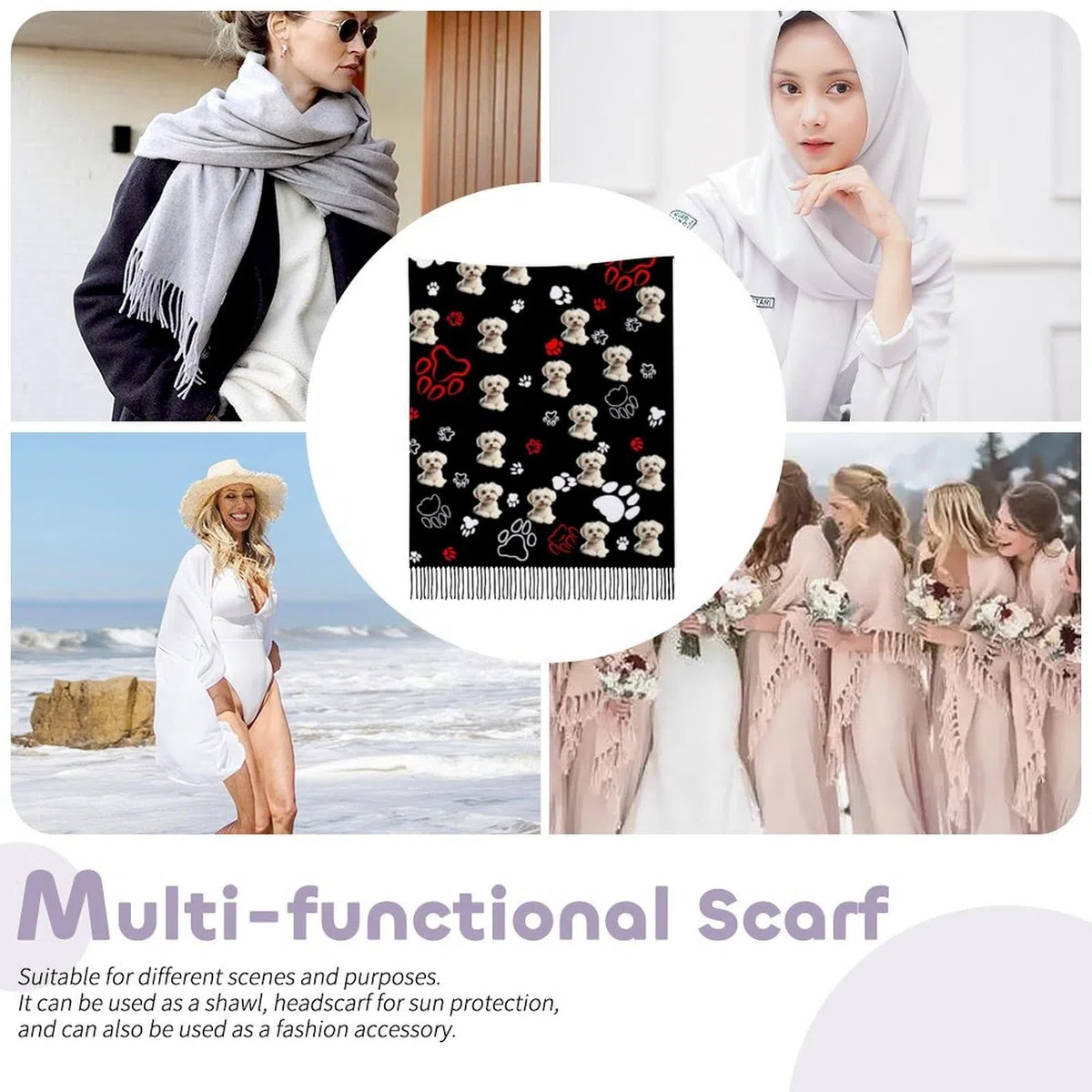 Sciarpa Personalizzata, Nome Ricamato Personalizzata Sciarpa, Personalizzata Tassel Scarf Shawl per Uomini e Donne Lavoro Casual Autunno Invernale Natale compleanno