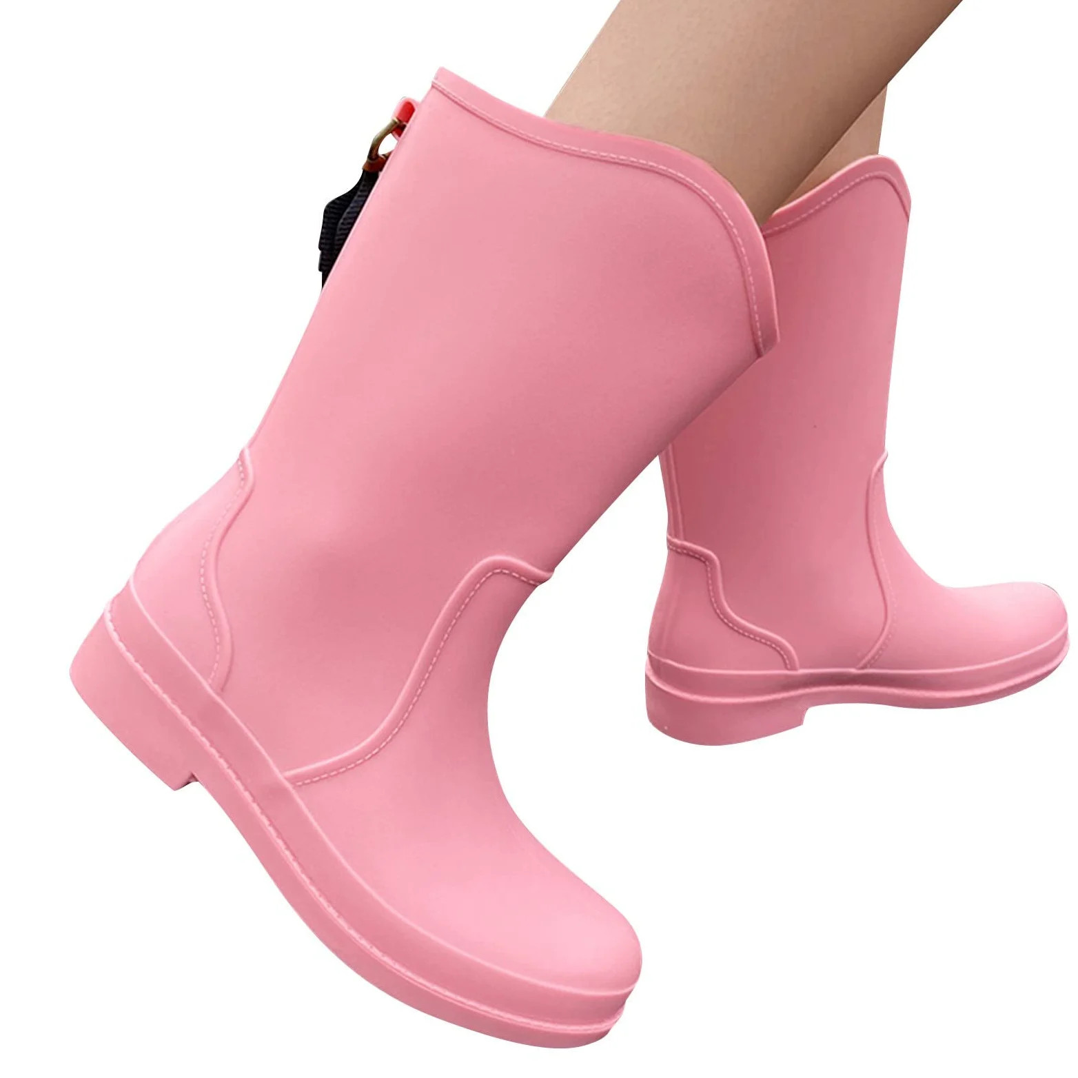 Generisch Stivali di gomma da donna, alla moda, medio-alto, per esterni, impermeabili, antiscivolo, in plastica, suola morbida, comodi, eleganti, comodi e impermeabili