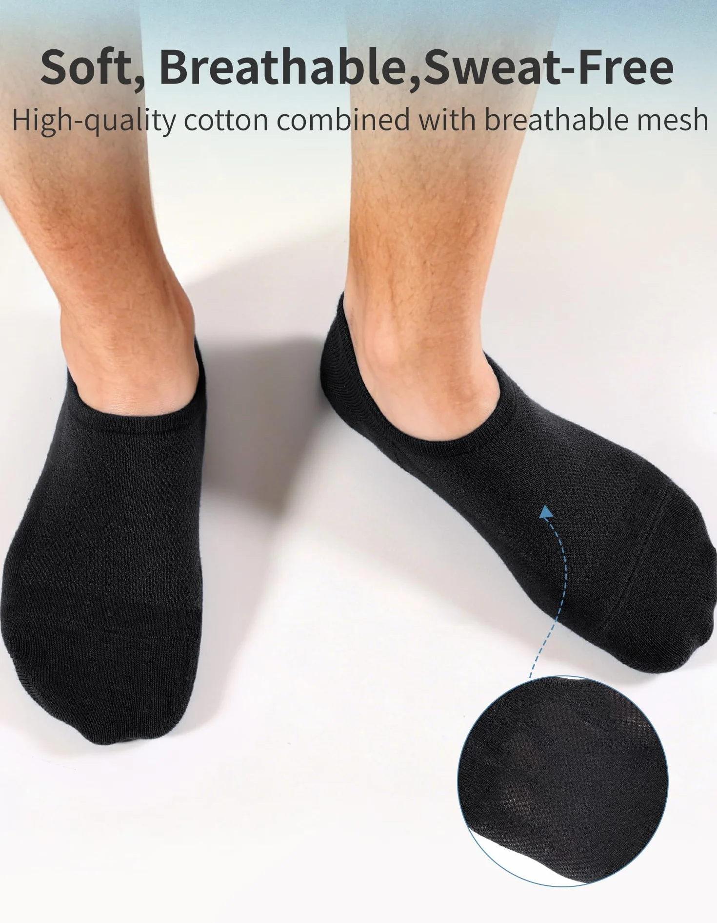 CLOSEMATE 6 Paia Fantasmini Uomo Donna Antiodore e Traspirante Cotone Calzini Invisibili Estivi Antiscivolo con 3 Strisce in Silicone Sportive Calze Corte Basse