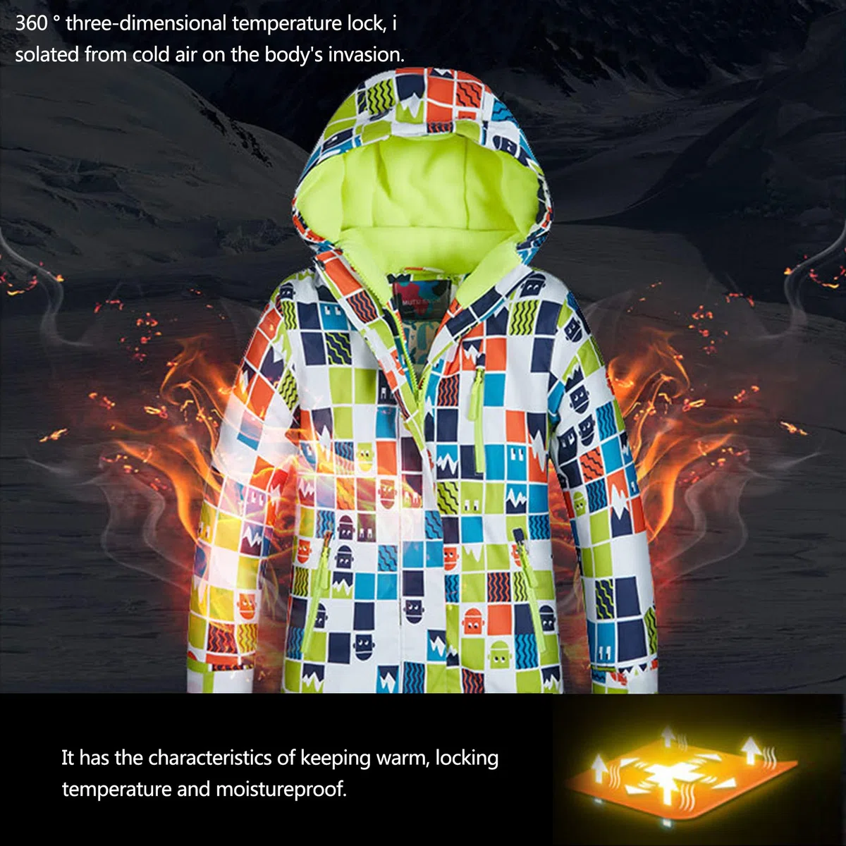 Tuta de Neve Inverno Bambini Tuta de Sci 2 Pezzi Giacca + Pantaloni Abbigliamento da Sci Ragazzi e Ragazze Impermeabile