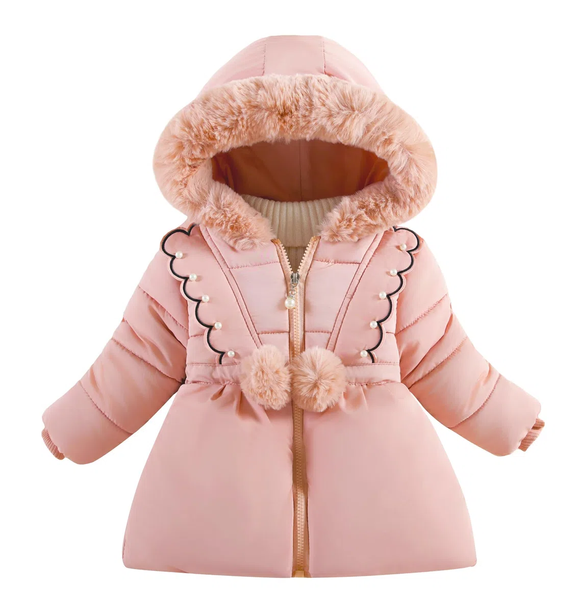 FEOYA Bambina Giubbotto Invernale Outwear Bimba Piumino Parka All'Aperto Bambine Cappotto Pelliccia Elegante Bambini Giubbotto Con Il Cappello Con Neve Escursionismo Sci 1-5 Anni