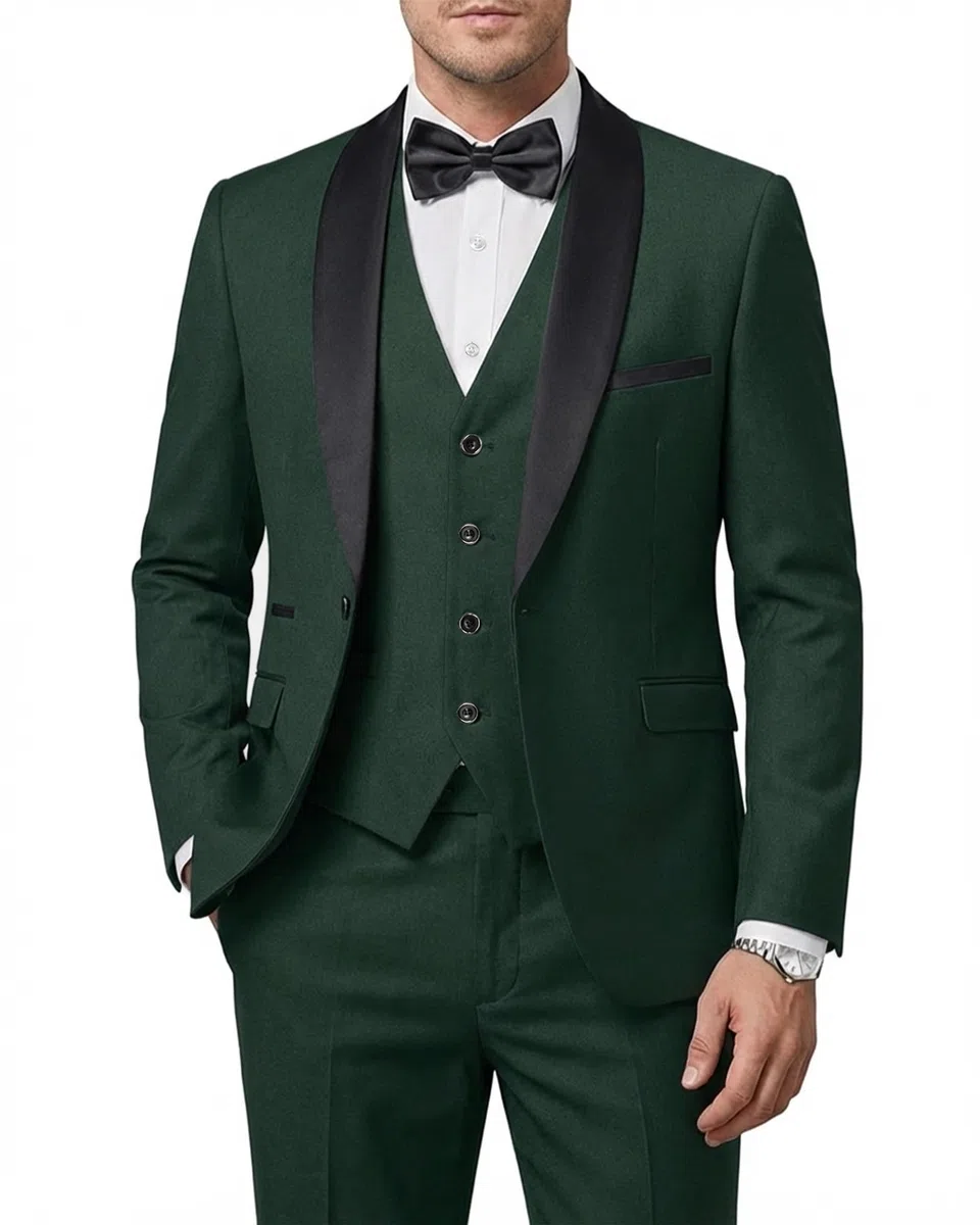 Hihawk Set da smoking da uomo in 3 pezzi con papillon, scialle con bottone e risvolto, giacca e pantaloni, vestibilità aderente, per feste, matrimoni, balli di fine anno