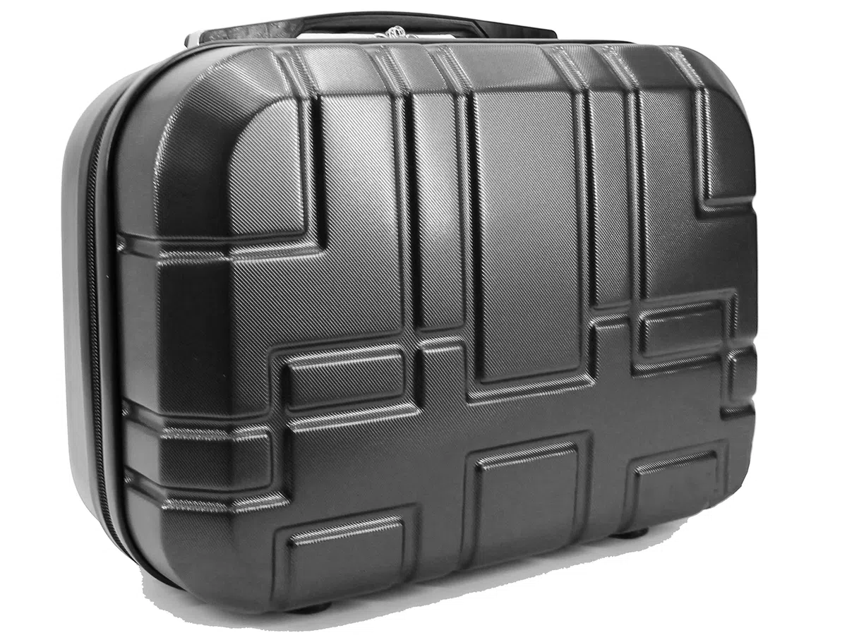 R.Leone Valigia da 1 pezzo Fino a Set 4 Trolley Rigido grande, medio, bagaglio a mano e beauty case 8 ruote in ABS 611 (Grigio, XS Borsetta Beauty Case)