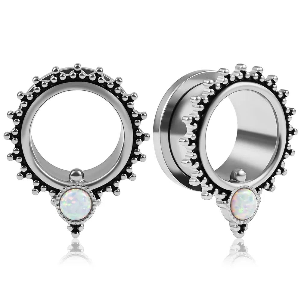 Vankula Dilatatori Lobo Double Flared tunnel dilatatore orecchie Opale in Acciaio inossidabile lobi piercing espansori Gioielli Uomo Donna 6mm a 19mm