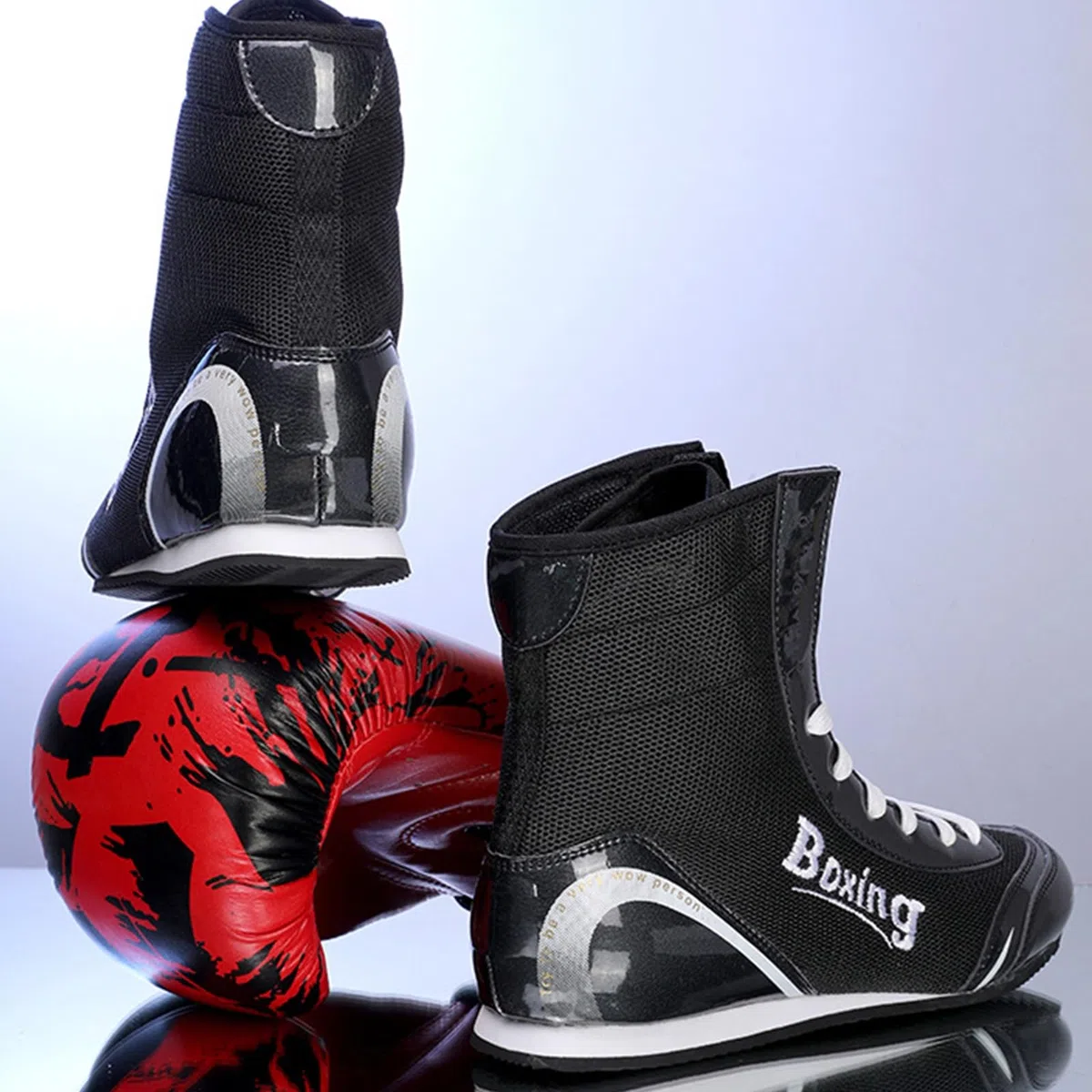 Scarpe Boxe Uomo, Pugilato Scarpe da Wrestling Professionali per Sollevamento Pesi, Bodybuilding Palestra e Stivali da Allenamento Sportivo
