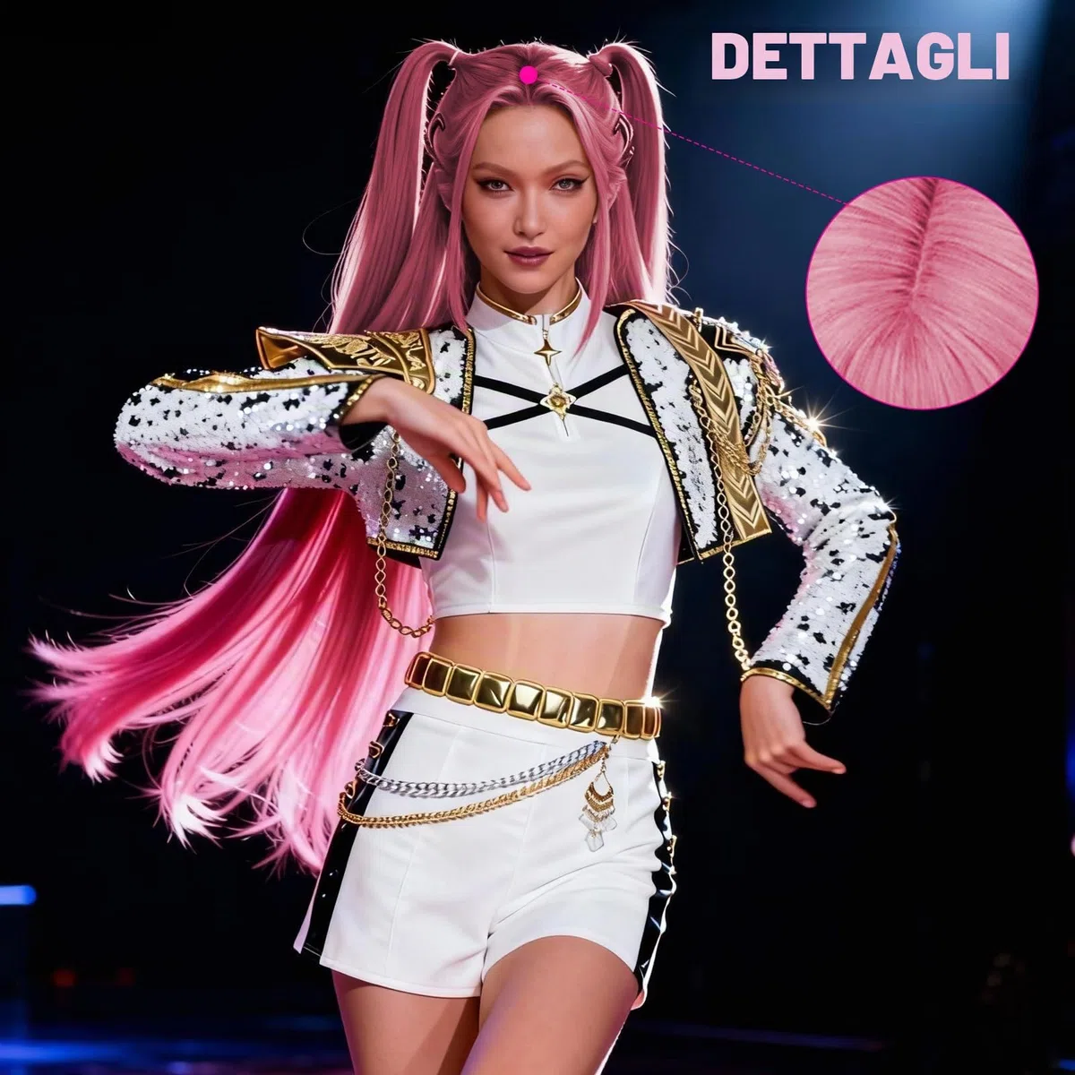 Parrucca Cosplay Anime, dellyy Parrucca per Hunter Anime Costume, Parrucca Lunga, Cosplay Parrucca per Carnevale Festa a tema, rosa