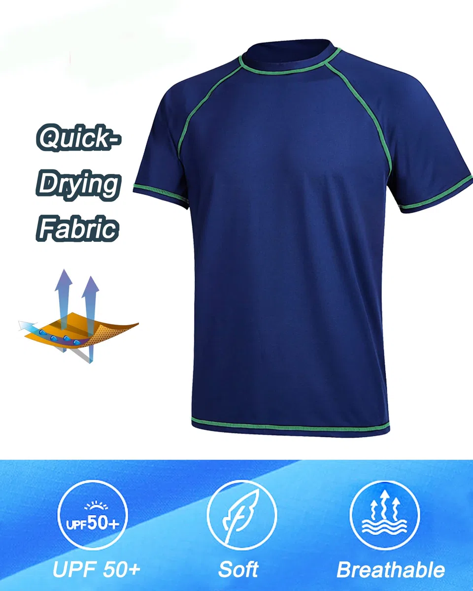 SWAUSWAUK Maglietta Nuoto Bambino 6-12 Anni - Maglietta Bagno Ragazzi Protezione UV UPF 50+ Manica Corta