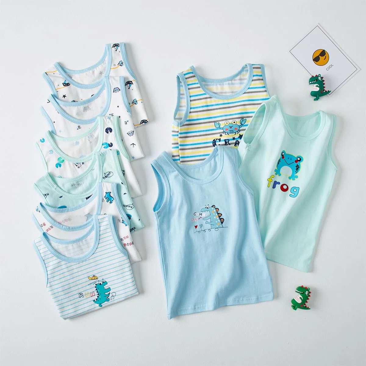 Ragazzi Girocollo Gilet Intimo, T-Shirt Senza Maniche Traspirante, Canottiere per Bambini in Morbido Cotone, Canottiere per Bambini Bianche o Stampate per 2-10 Anni