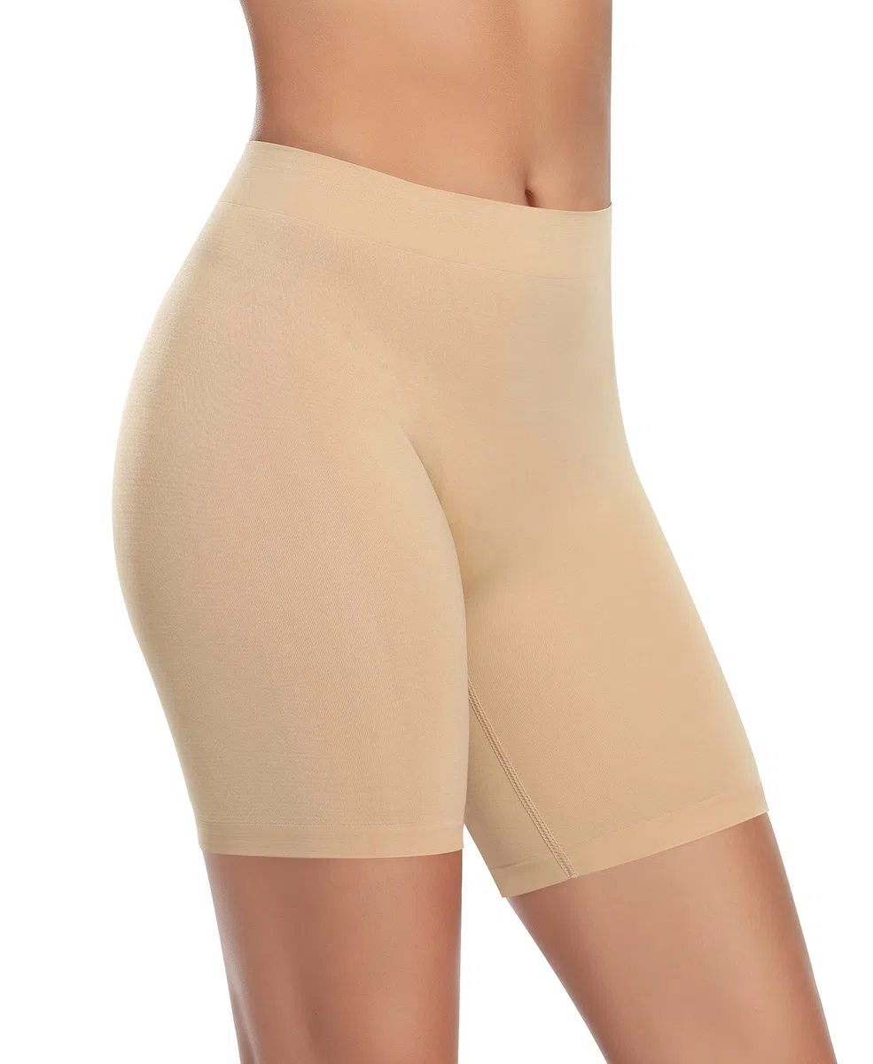 YARRCO Mutande da donna sotto la gonna, pantaloni corti per abito, sottoveste, a vita alta, slip da ciclismo, boyshort, beige, L