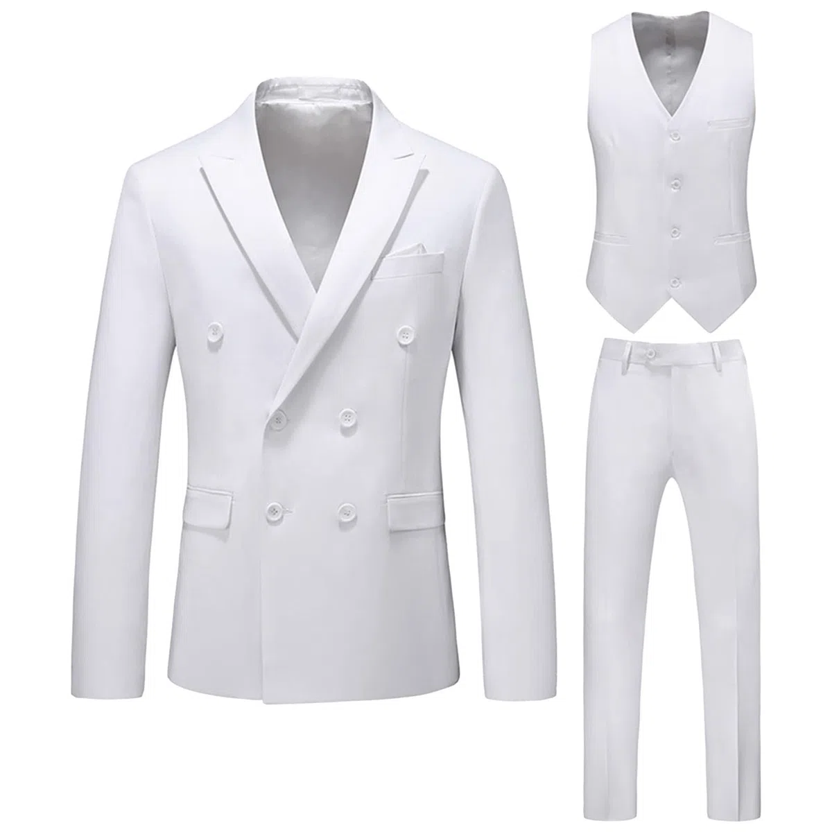 Set da uomo 3 pezzi slim fit doppio petto giacca tinta unita gilet pantaloni vintage abito da festa di nozze Blazer set